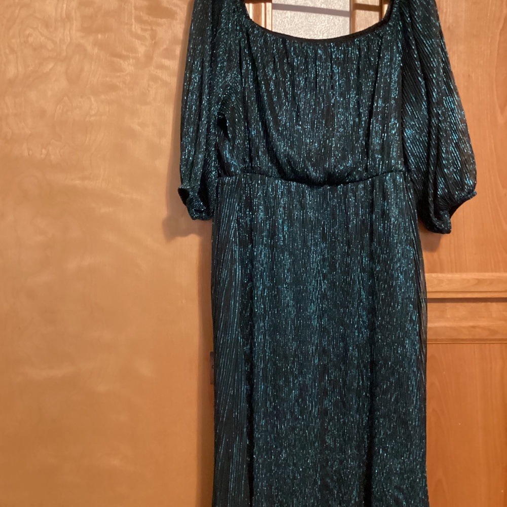 Bloomchic square neck blue sparkle dress, size 18/20